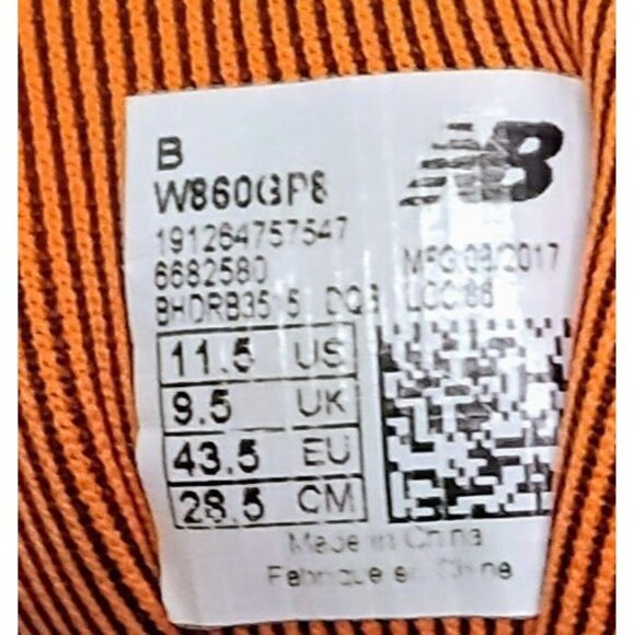 New Balance 860 V8 Mens Running Shoes Size 11.5 Gray & Black Mesh With Orange Ac - Picture 5 of 6